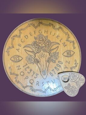 Handmade Laser Engraved Spirit Board | Goat Skull & Roses Design